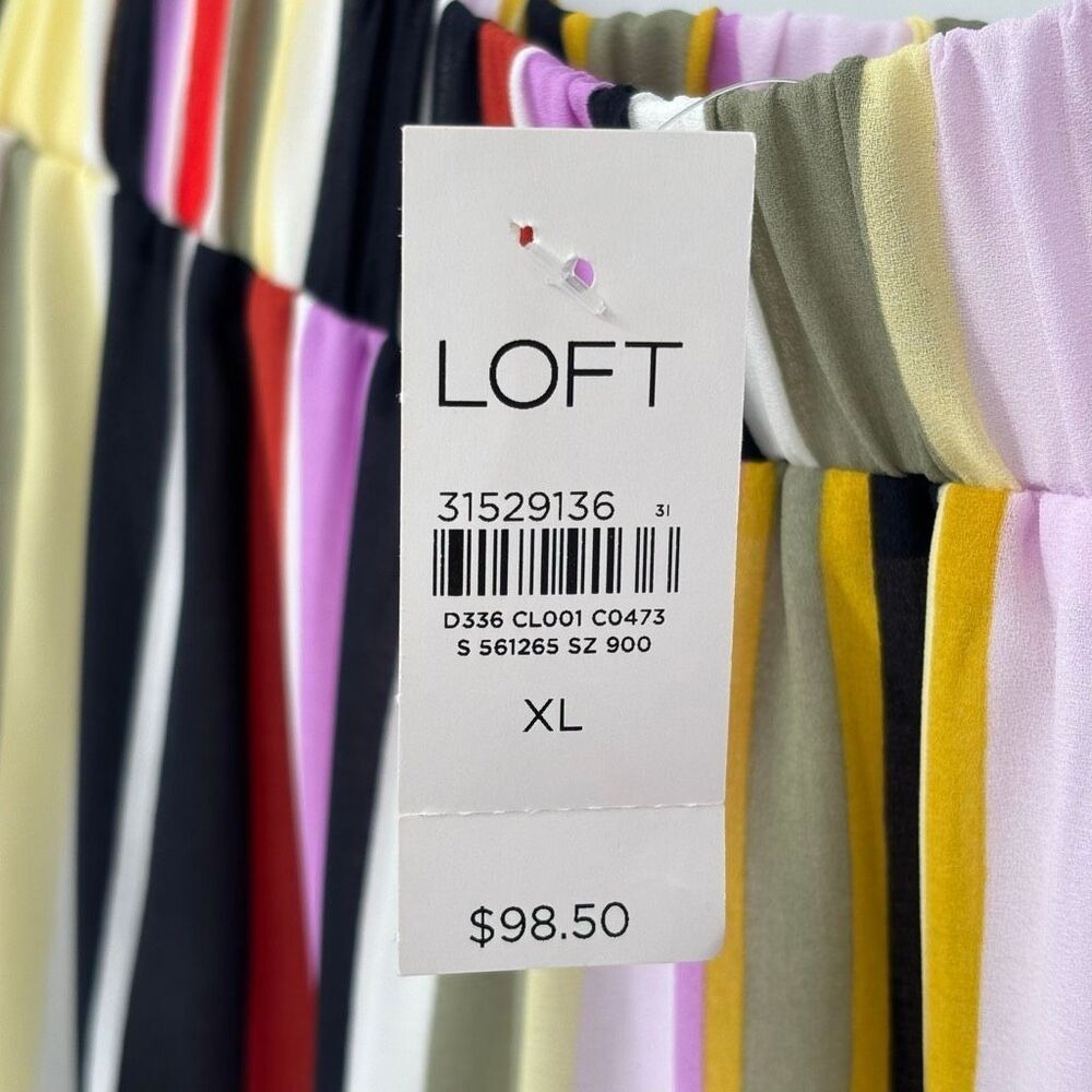 LOFT Striped Tiered Midi Skirt Multicolor Pull-On Flowy Summer Skirt Large NWT‎ - Picture 9 of 12